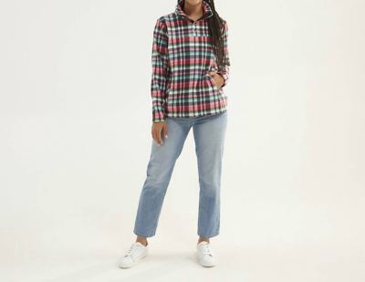 Sporty Fleece Pullover In Ribbons Plaid In Red