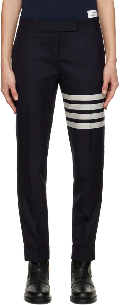 Shop Thom Browne Navy 4-bar Trousers In 415 Navy