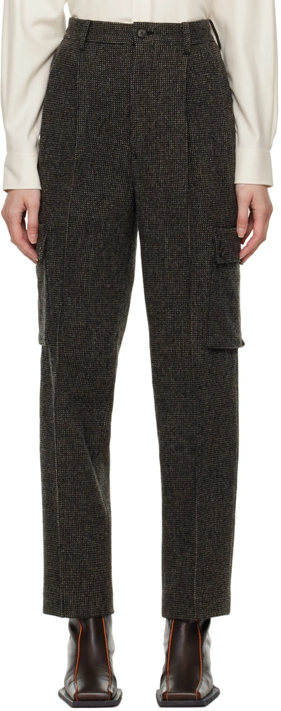Shop Auralee Gray Hairline Trousers In Top Charcoal