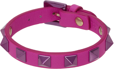 Shop Valentino Pink Rockstud Bracelet In Uwn Pink Pp/pink Pp