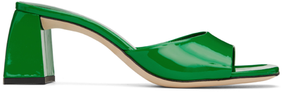 By Far Green Romy 55 Patent Leather Mules In Cn Green
