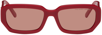 Shop Marc Jacobs Red Rectangular Sunglasses In C9a Red
