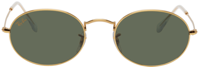 Shop Ray Ban Gold Oval Sunglasses In 919631