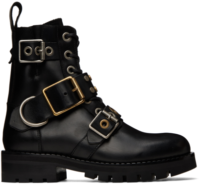 Shop Vivienne Westwood Black Combat Buckle Boots In N401 Black