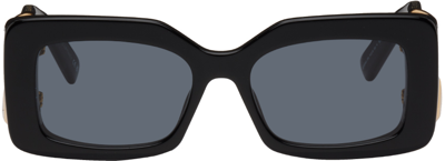 Shop Stella Mccartney Black Rectangular Sunglasses In 01a Shiny Black / S
