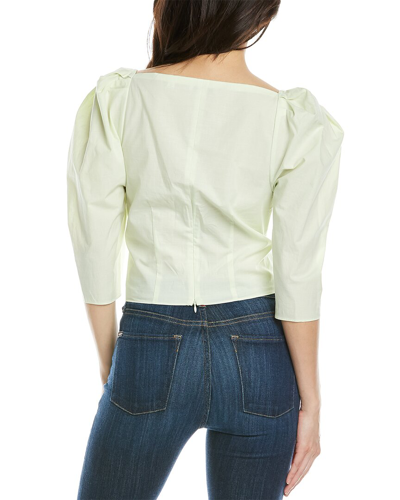 Vince Draped Square Neck Top In Green