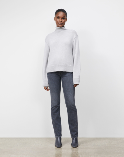 Shop Lafayette 148 Italian Kindwool Round Sleeve Turtleneck Sweater In White