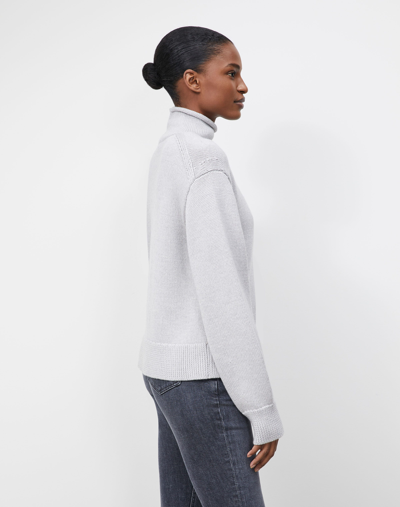 Shop Lafayette 148 Italian Kindwool Round Sleeve Turtleneck Sweater In White