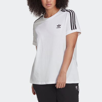 Shop Adidas Originals Women's Adidas Adicolor Classics 3-stripes Tee (plus Size) In White