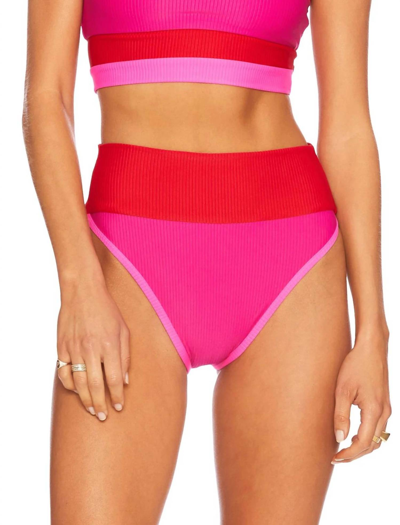 Shop Beach Riot Emmy Bottom In Fuchsia Red Neon Pink