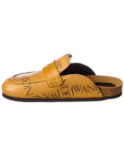 Shop Jw Anderson Logo Leather Mule In Yellow