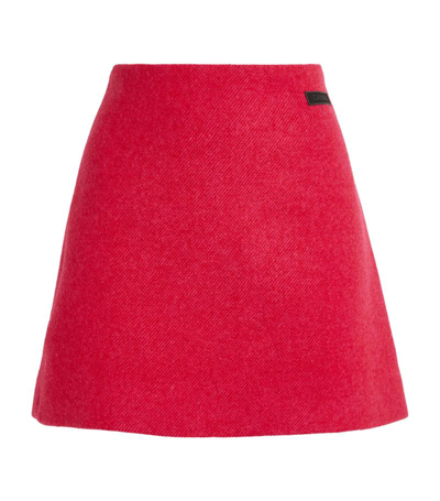 Shop Ganni Wool-blend Mini Skirt In Red