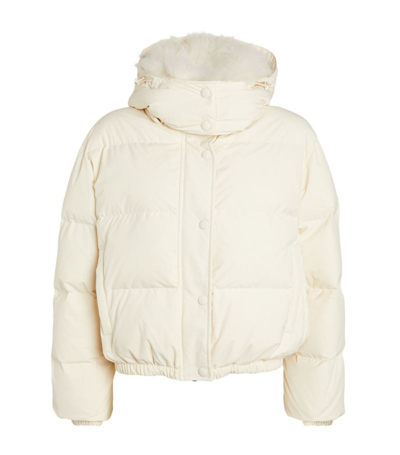 Shop Yves Salomon Fur-trim Puffer Jacket In White