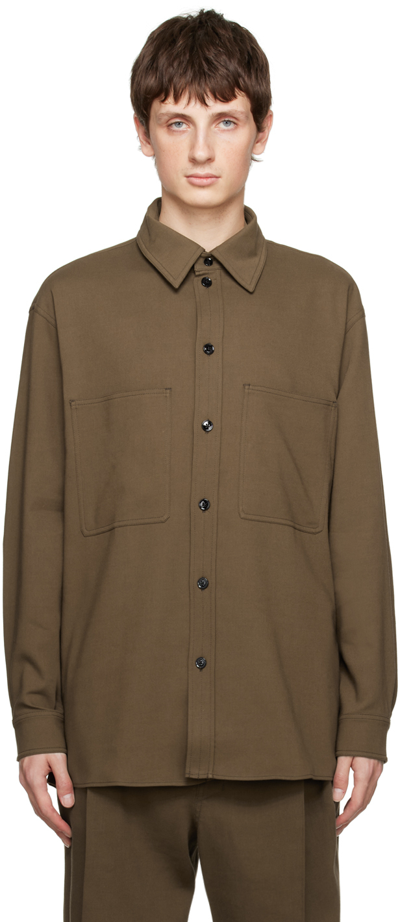Lemaire Brown Straight Collar Shirt In Br451 Hazelnut Brown | ModeSens
