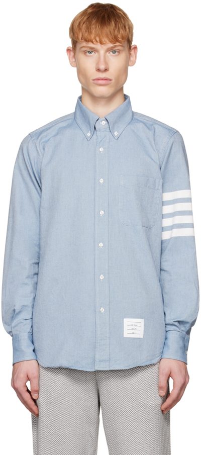 Shop Thom Browne Blue 4-bar Shirt In 420 Dark Blue