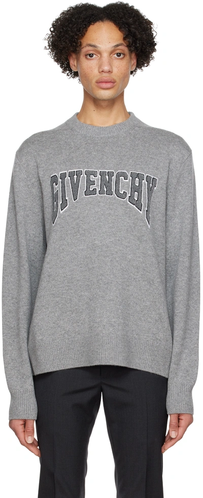 Shop Givenchy Gray College Sweater In 027-grey/black