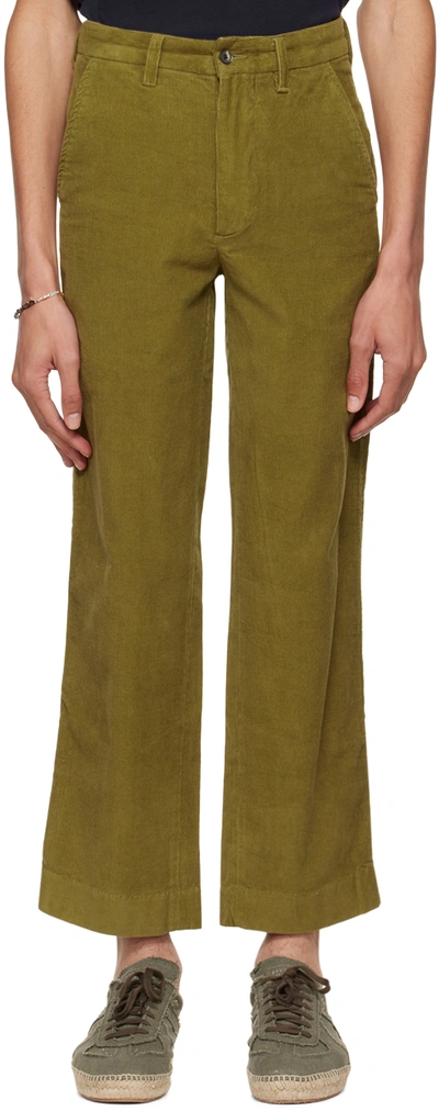 Shop Bode Green Standard Trousers In Olive Olive