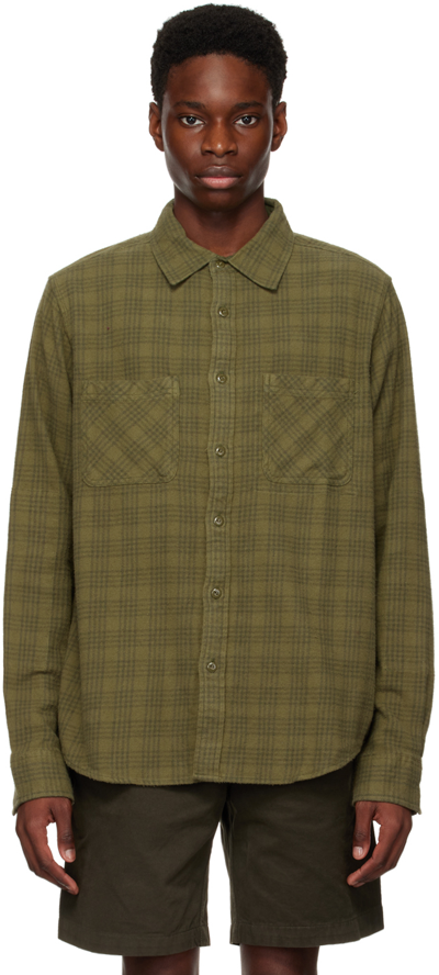 Shop Adsum Green Check Shirt In Moss