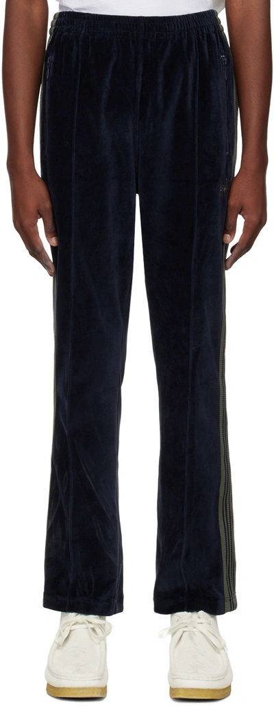 Velour Narrow Track Pant In Navy Velour Narrow Track Pant In Navy