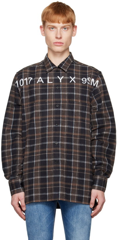 Shop Alyx Brown Plaid Shirt In Brown/black