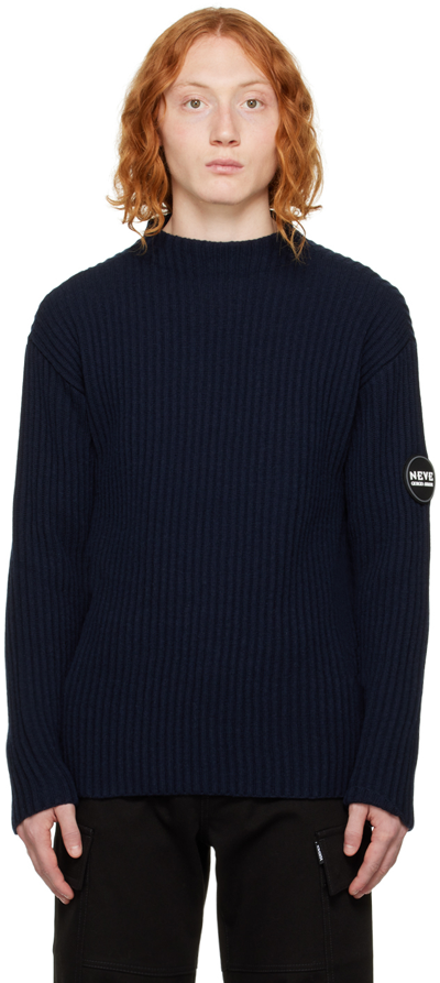 Shop Giorgio Armani Navy Rubber Patch Sweater