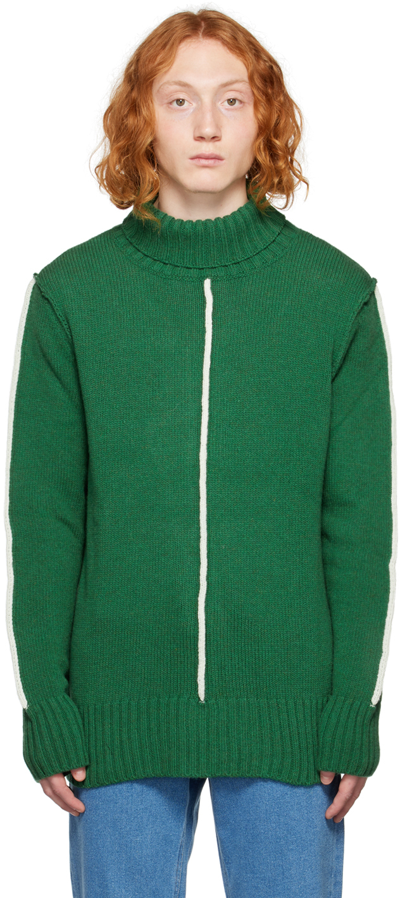 Shop Egonlab Green Turtleneck Sweater In Green Knit