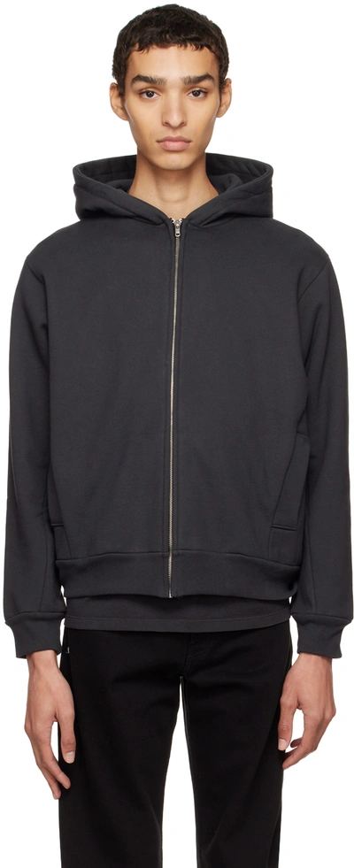 Shop Lady White Co. Black Zip-up Hoodie In Charcoal