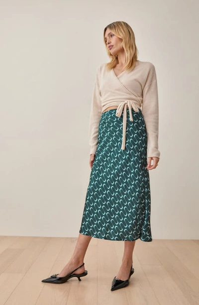 Shop Reformation Pratt Silk Midi Skirt In Venture