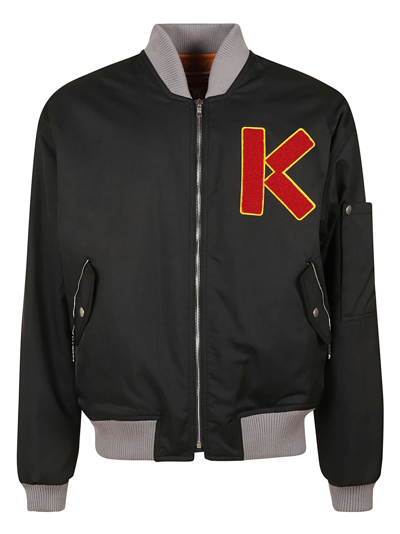 Shop Kenzo Paris Logo Patched Bomber In Black