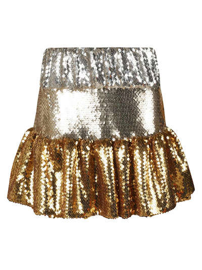 Shop Rabanne All-over Bead Embellished Metallic Short Skirt In Gold