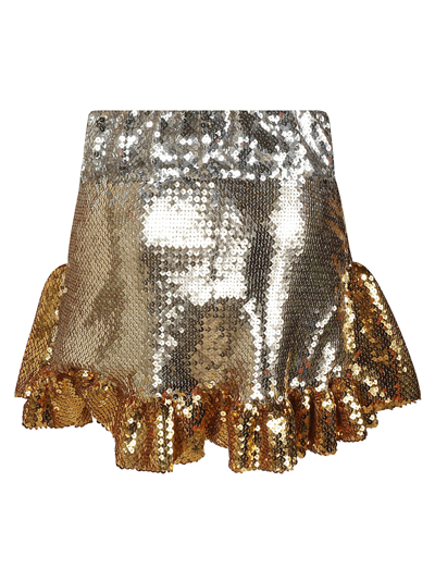Shop Paco Rabanne All-over Bead Embellished Metallic Short Skirt In Gold