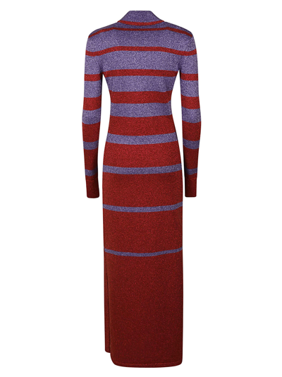 Rabanne Metallic Stripe Knit High-neck Maxi Dress In Multicolor