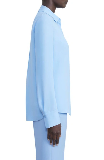 Lafayette 148 Scottie Silk Blouse In Cool Blue