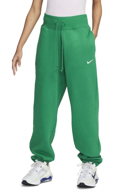Shop Nike Sportswear Phoenix High Waist Fleece Sweatpants In Malachite/ Sail