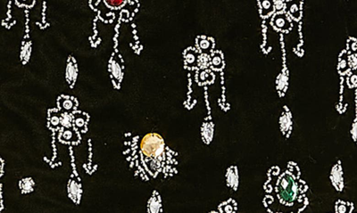 Shop Mac Duggal Crystal Detail Long Sleeve Velvet Minidress In Black