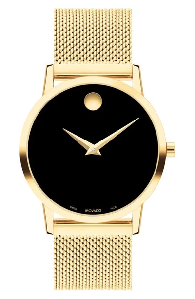Shop Movado Museum Classic Mesh Strap Watch, 33mm In Black Dial