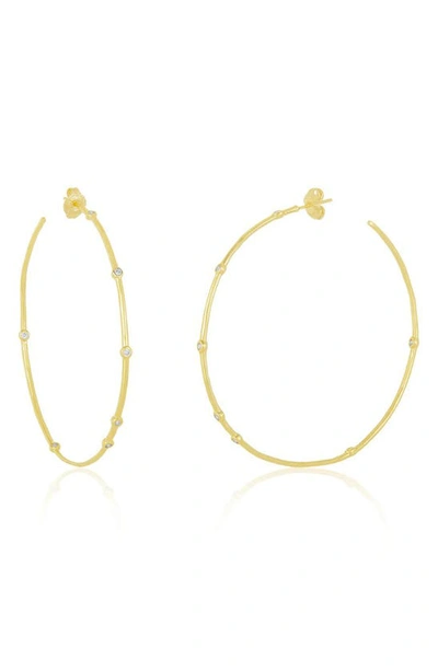 Shop Melinda Maria Inside Out Station Hoop Earrings In Gold/white Diamondettes
