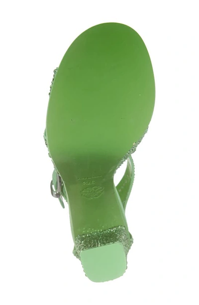 Shop Alexander Mcqueen Crystal Platform Sandal In Acid Green/ Silver