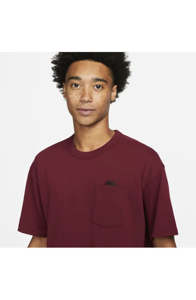 Shop Nike Sportswear Premium Essentials Pocket T-shirt In Dark Beetroot