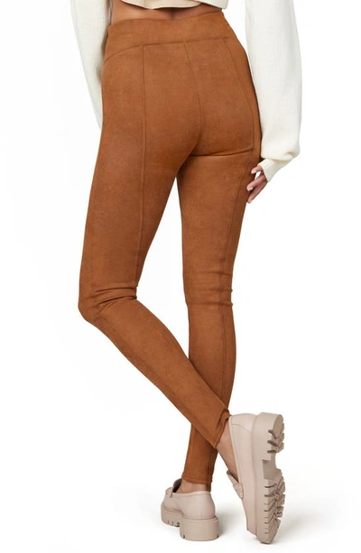 Shop Spanx High Waist Faux Suede Leggings In Rich Caramel