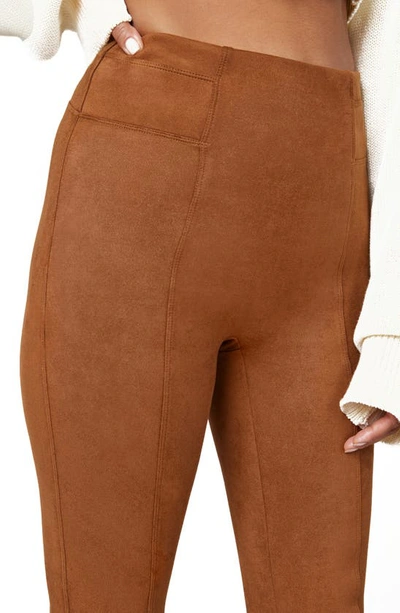 Shop Spanx High Waist Faux Suede Leggings In Rich Caramel