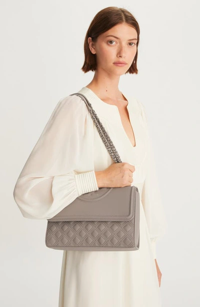 Fleming Matte Convertible Shoulder Bag In Gray Heron