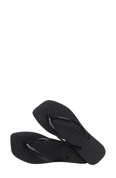 Shop Havaianas Slim Square Flip Flop In Black