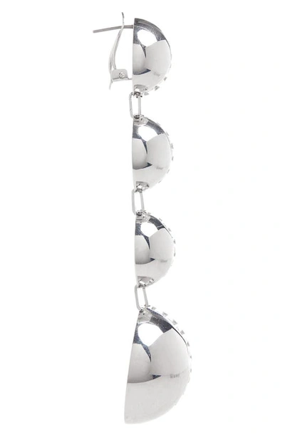 Shop Saint Laurent Sphere Drop Earrings In Palladium/ Crystal