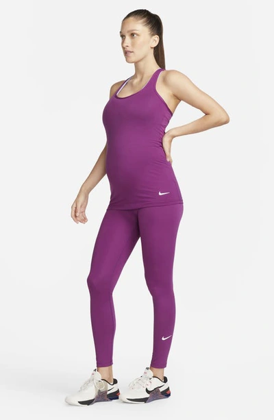 Shop Nike Maternity Performance Leggings In Viotech/white