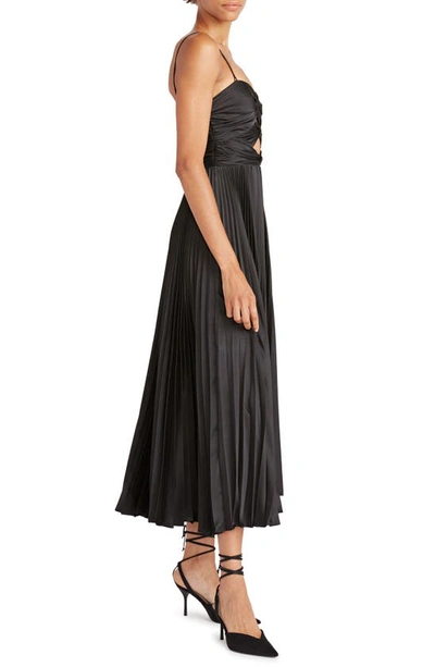 Shop Amur Afra Pleated Cutout Dress In Black