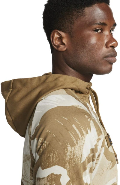 Shop Nike Camo Dri-fit Fleece Full Zip Hoodie In Hazel/ Black/ Coconut Milk
