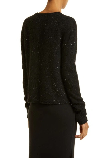 Shop Atm Anthony Thomas Melillo Sequin Long Sleeve V-neck Sweater In Black
