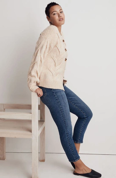 Shop Madewell Cable Ashmont Cardigan Sweater In Heather Powder