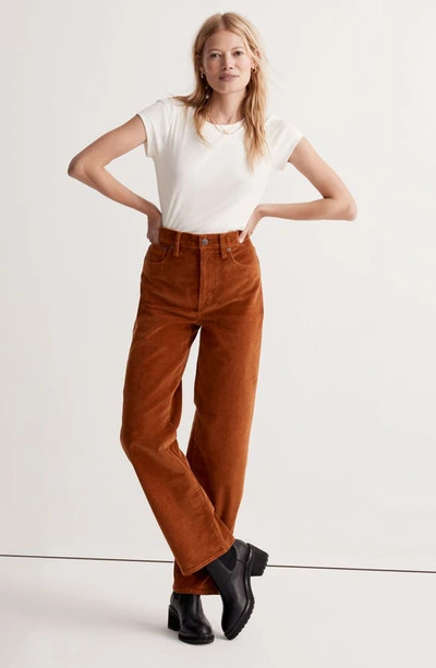 Shop Madewell The Perfect Vintage Wide-leg Corduroy Pants In Saddle Brown